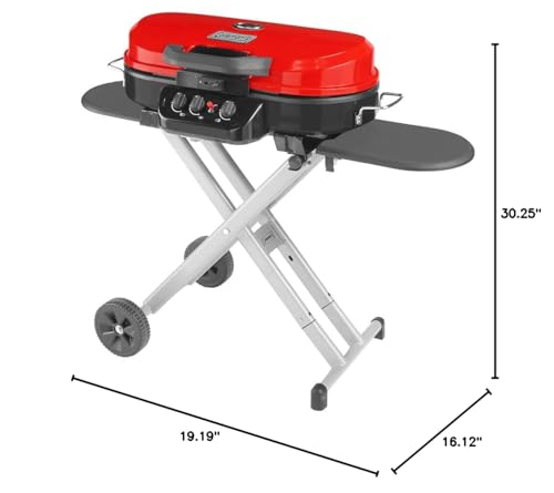 Coleman RoadTrip 285 Portable Stand-Up Propane Grill with 3 Adjustable Burners & Instastart Ignition, 20,000 BTUs of Power for Outdoor Cooking, Camping, Tailgating, Grilling, BBQs, & More