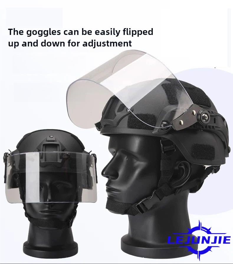 Tactical Fast Helmet with Clear Face Shield Sliding Goggles for Airsoft Paintball CS Games Outdoor Sports.