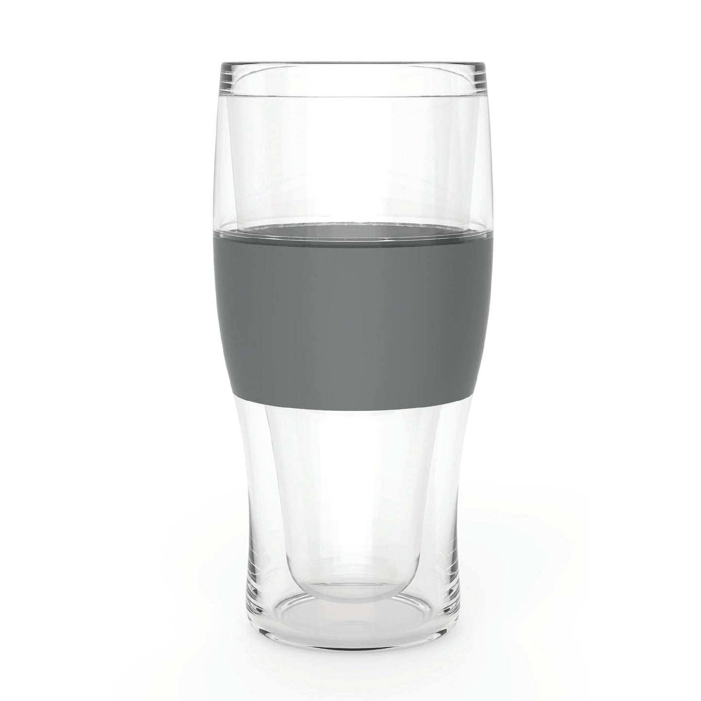 Host Freeze Beer Glasses, Freezable Beer Gifts for Men, Double Wall Insulated Pint Set, Tumbler for Cold Drinks, 16, Set of 2, Gray