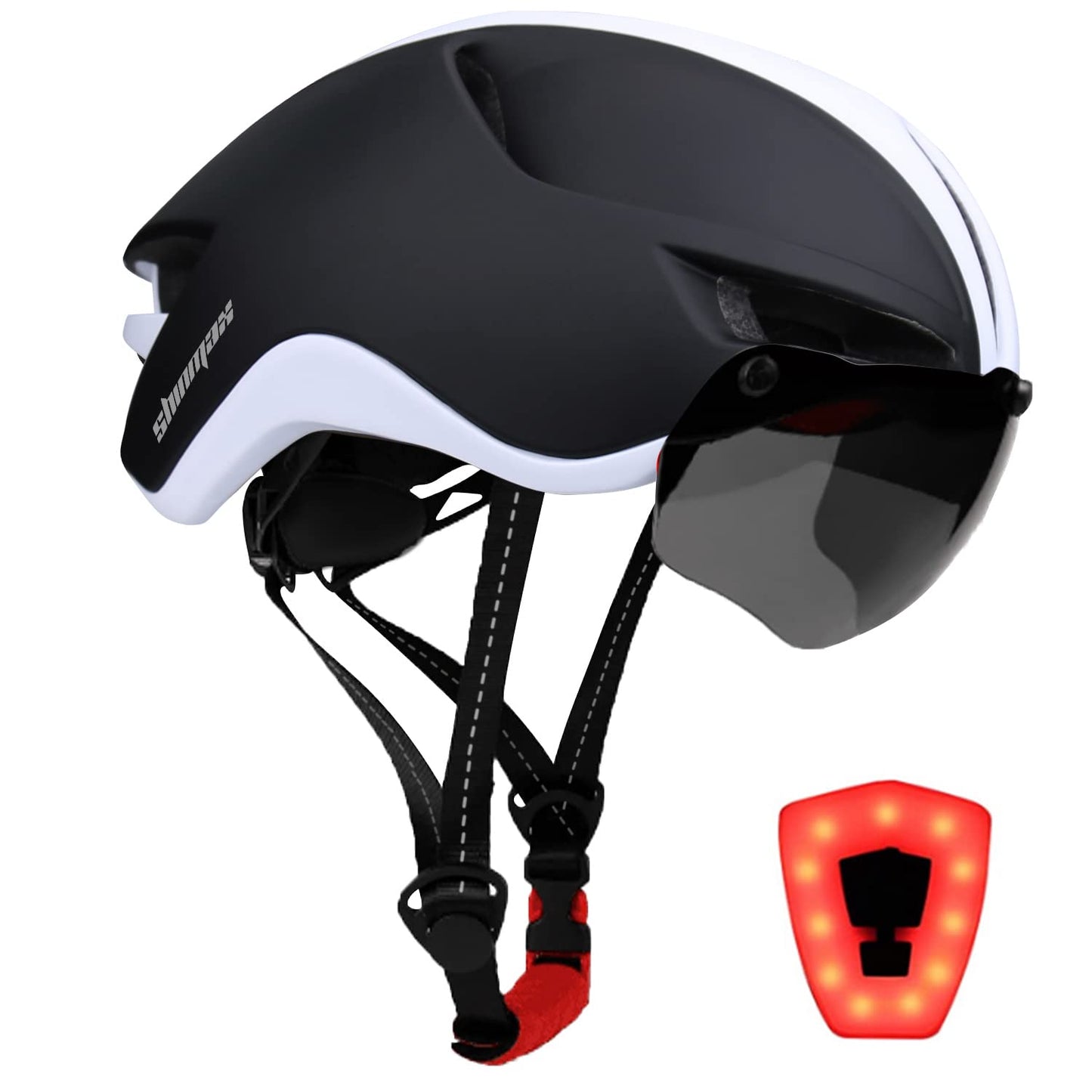 Shinmax Adult Bike Helmet,Bicycle Helmet with Removable Magnetic Goggles & USB Rechargeable LED Light Road Mountain Bike Helmet Adjustable Size Ultralight Cycling Helmet Men Women SM-T88