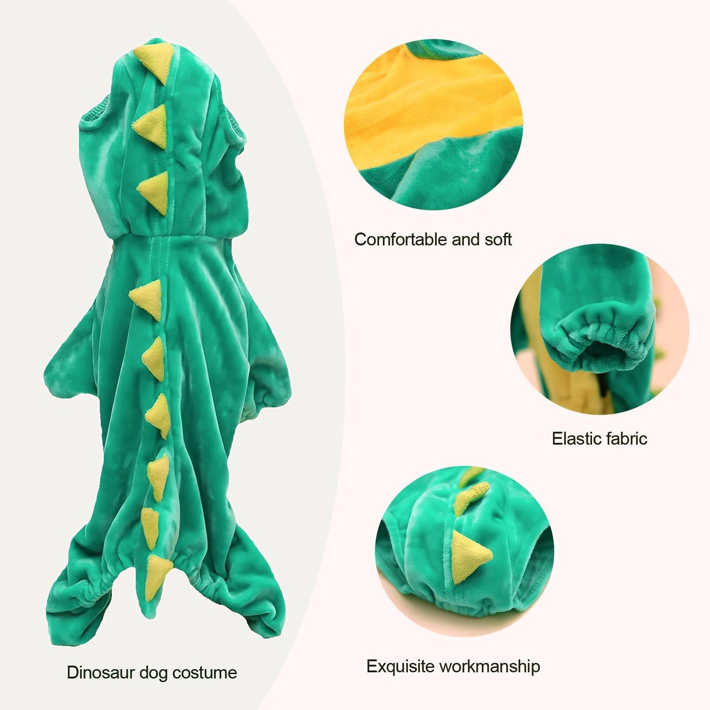 Hotumn Dinosaur Dog Halloween Costume Pet Dino Hoodie for Small Dogs (Small, Green)