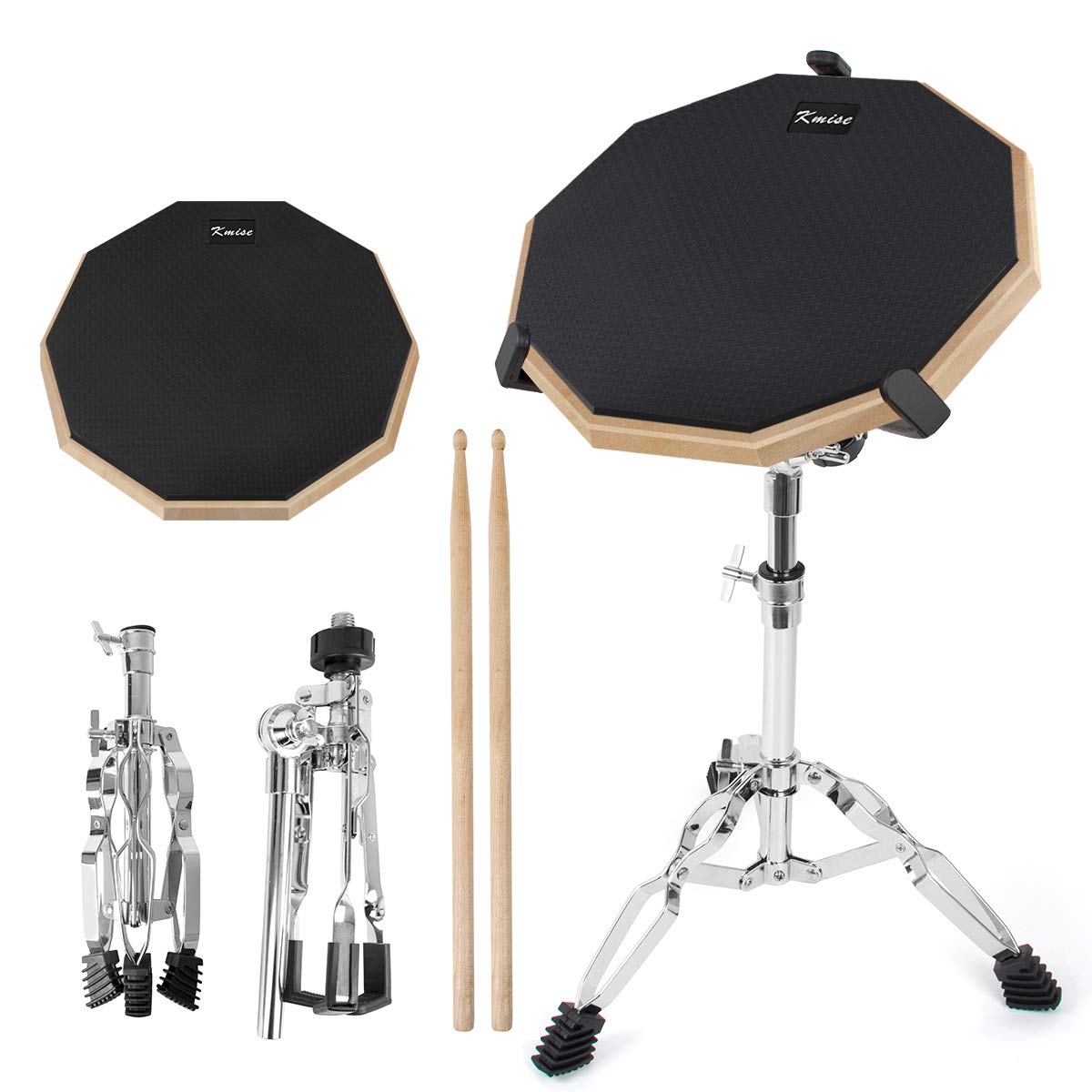 Horse Practice Drum Pad, 12 Inch Double Sided Exercise Drumming Pads Kit Set, Adjustable Height 23-31 Inch Snare Drum Stand Devices, Drum Sticks Drumsticks for Professional Beginner Adult Drummer