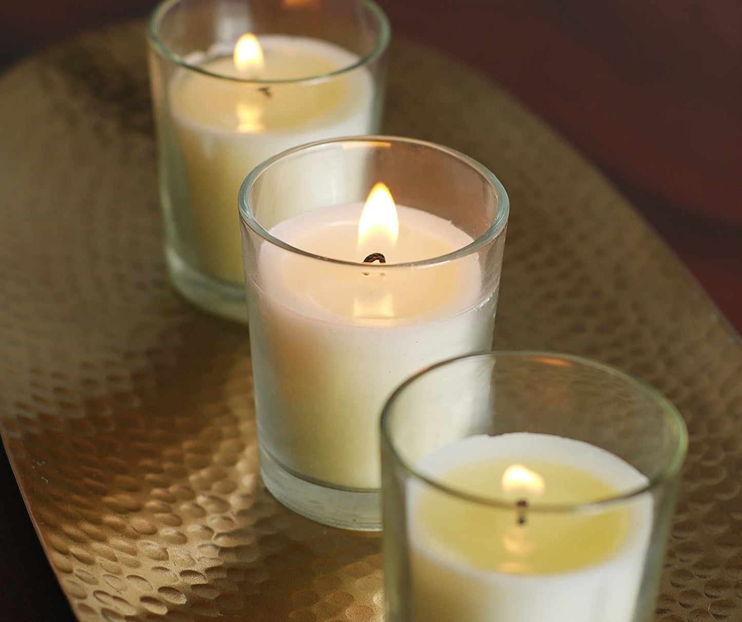 Hosley 48-Pack Ivory Unscented Votive Candles, Clear Glass, 10-12 Hr Burn, Hand-Poured, Ideal for Weddings, Parties, Aromatherapy, Holidays, Gifts