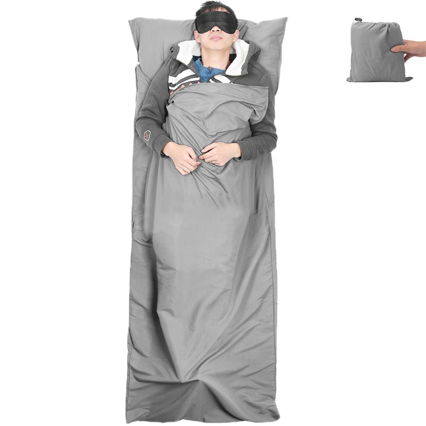 V VILISUN Sleeping Bag Liner, Lightweight Portable, Soft Travel and Camping Sheet, with Compact and Carry Bag, for Travel, Hotel