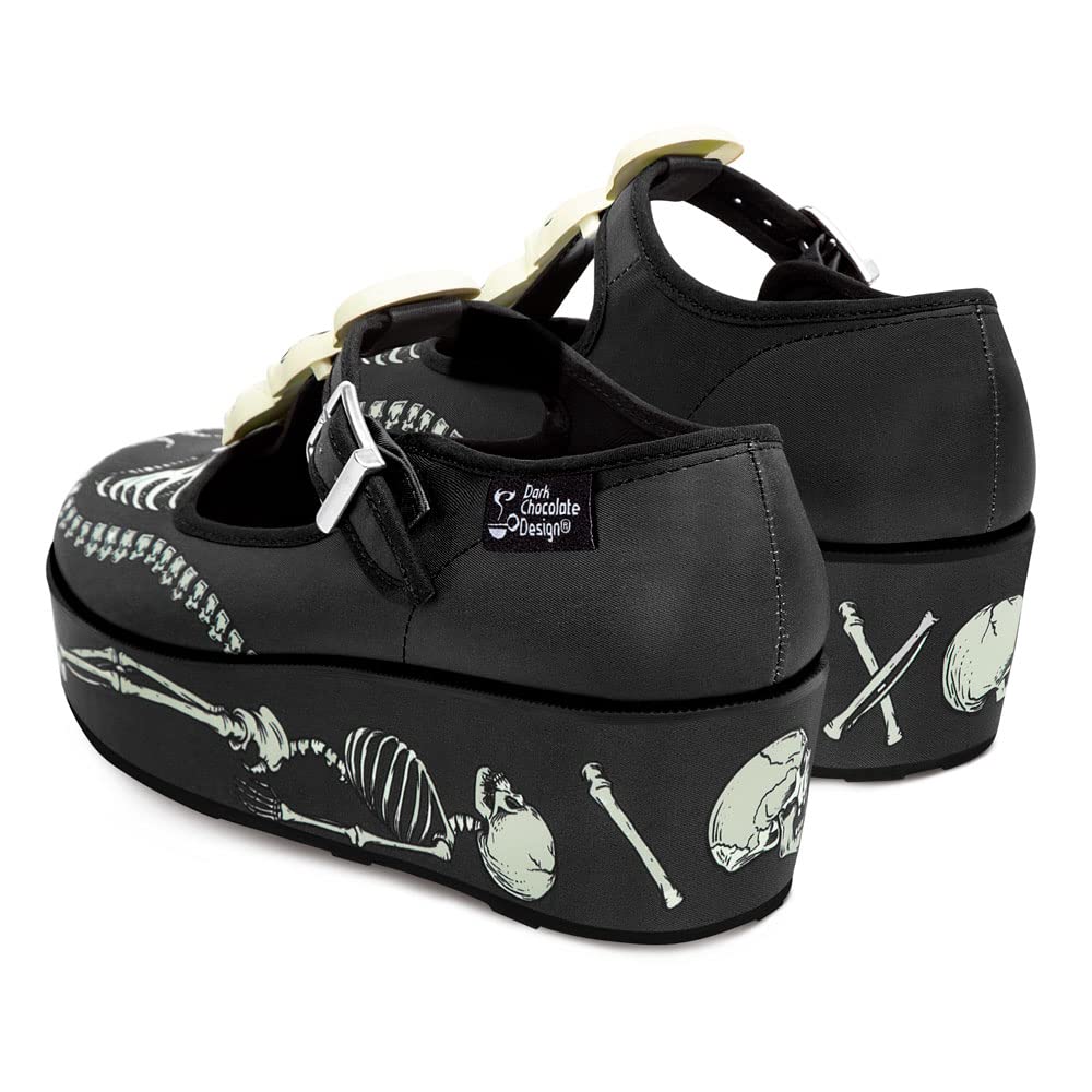 Hot Chocolate Design Chocolaticas Skeletons Under Your Bed Women's Mary Jane Platform Multicoloured HCD 39