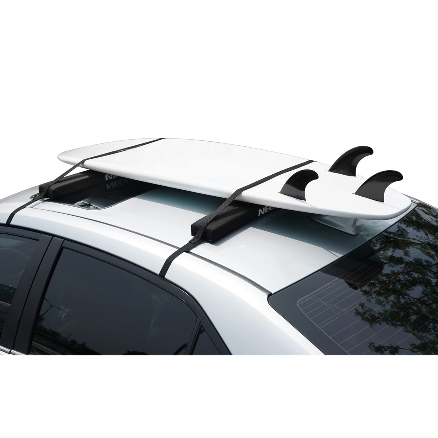 WONITAGO Soft Roof Rack Pads with Single Wrap-Rax Straps for Surfboard, SUP Paddleboard, Snowboard, 28 inch (Pair) Black
