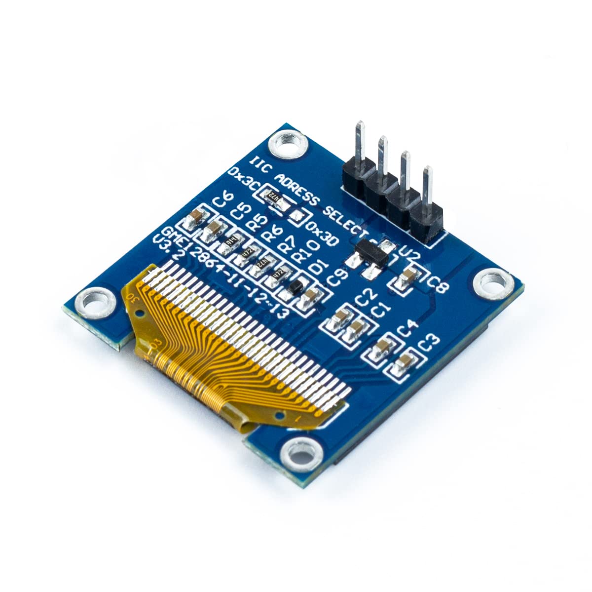 Hosyond 5 Pcs 0.96 Inch OLED I2C IIC Display Module 12864 128x64 Pixel SSD1306 Mini Self-Luminous OLED Screen Board Compatible with Arduino Raspberry Pi (White)