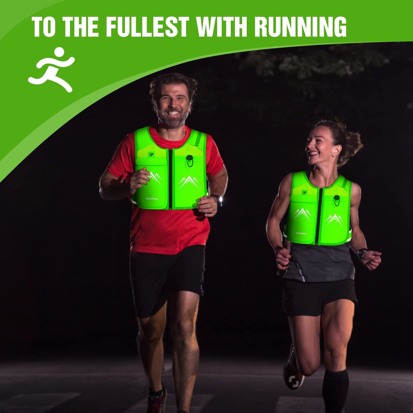 REVALI Running Vest, USA Original Patent, Zip Reflective Running Vests with 500ml Hydration Bottle, Adjustable Waistband & Breathable Material, Chest Pack Gear Phone Holder for Running, Men & Women
