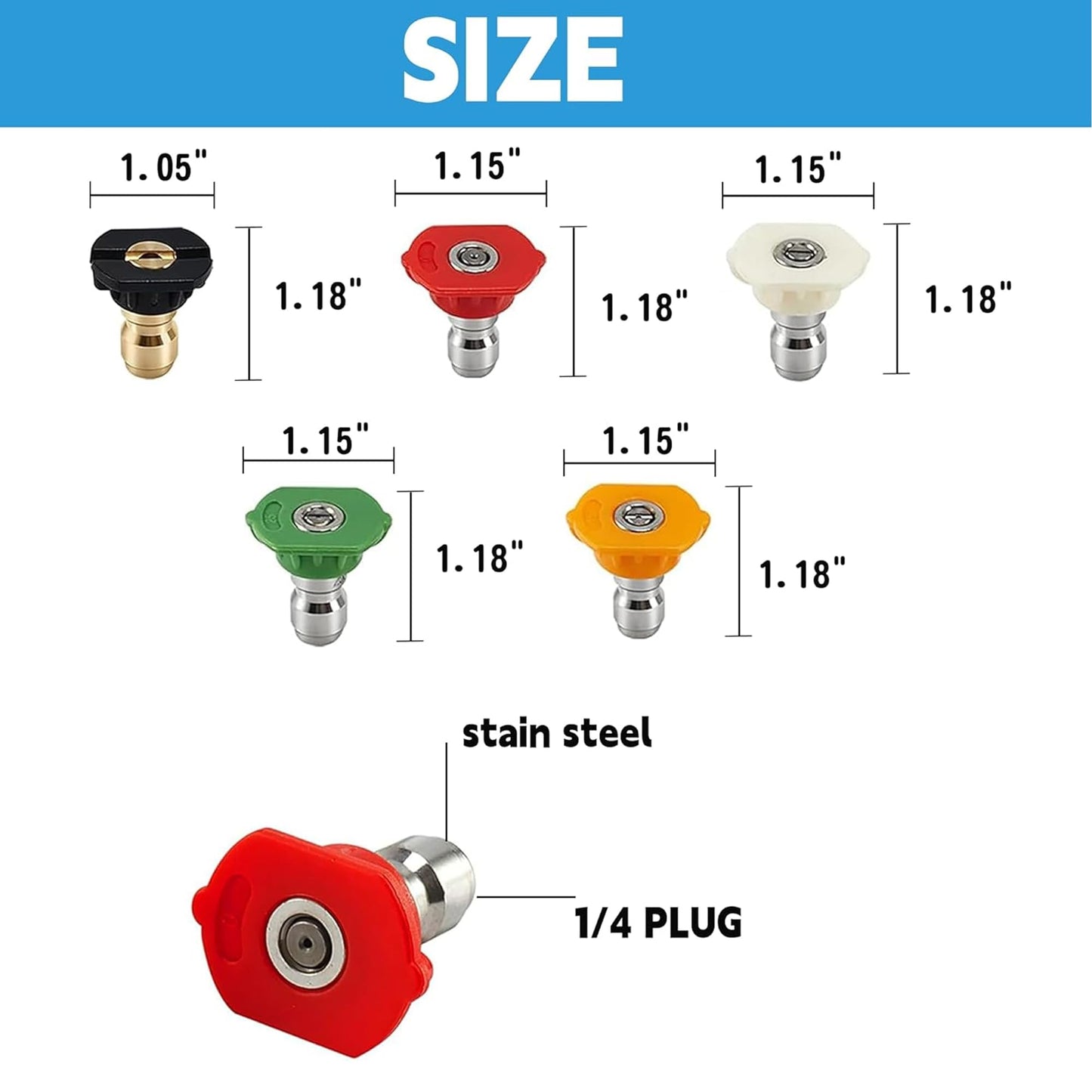 Hourleey Foam Cannon Dual-Connector Accessory, Pressure Washer Double Tip Attachment for Soap Cannon with 5 Power Washer Sprayer Nozzles, 1/4" Quick Connect, 4000 PSI