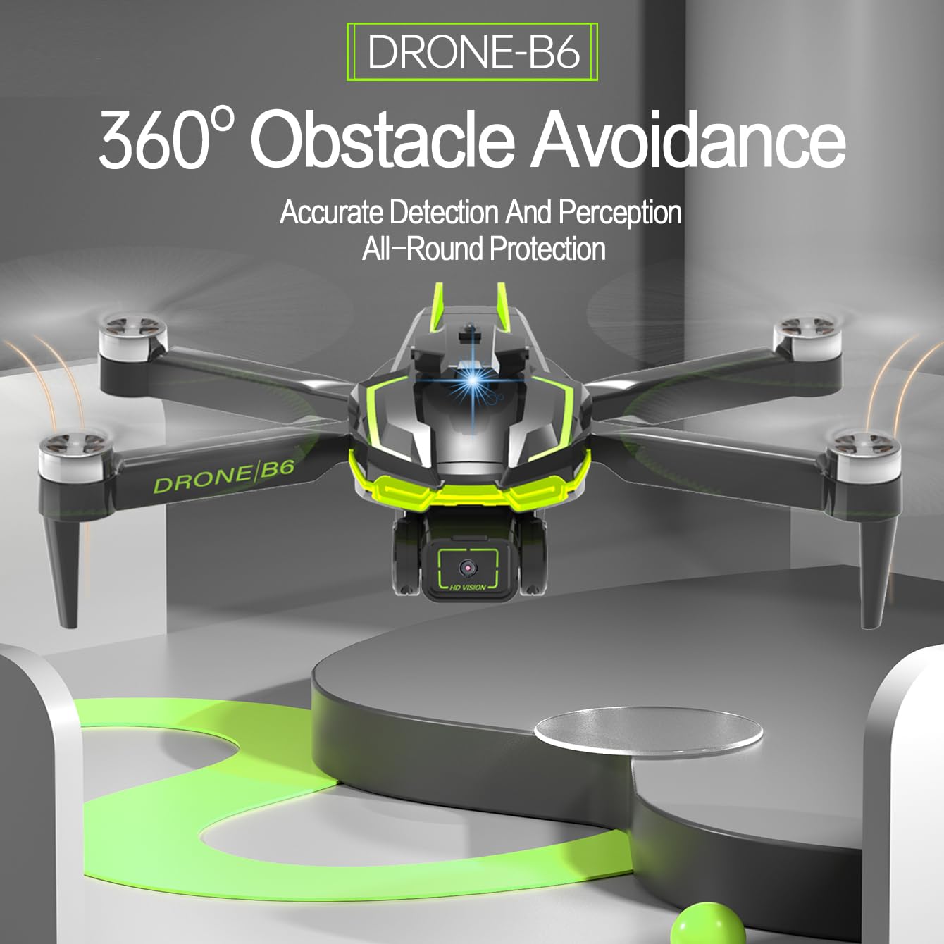 HONIVON Drone with Camera 1080P HD for Beginners, Brushless Motor Drone with 45 Mins Long Flight Time Altitude Hold Obstacle Avoidance RC Quadcopter Toys Gifts For Kids Adults, Green