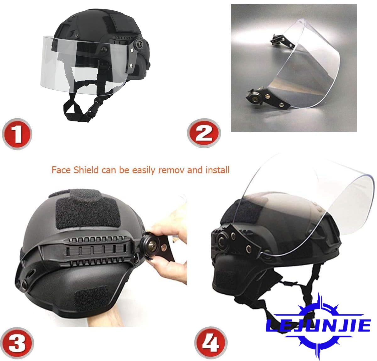 Tactical Fast Helmet with Clear Face Shield Sliding Goggles for Airsoft Paintball CS Games Outdoor Sports.