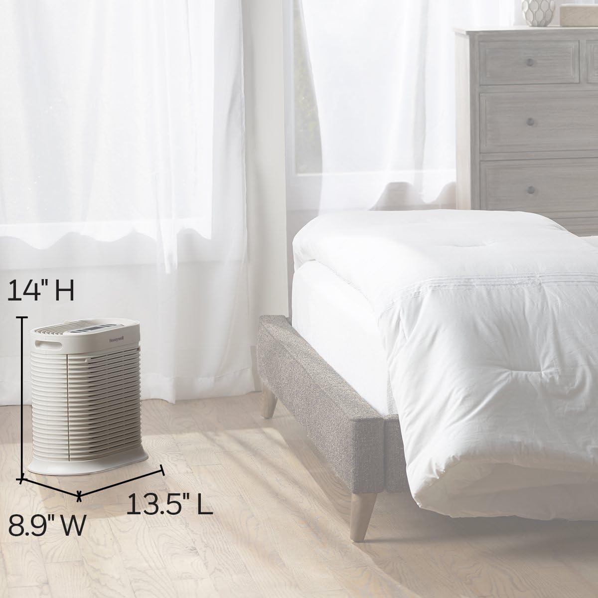 Honeywell AllergenPlus HEPA Air Purifier, Airborne Allergen Reducer for Medium Rooms 750 sqft, Reduces Allergens, Smoke, Wildfire Smoke, Pollen, Pet Dander and More, White, HPA104