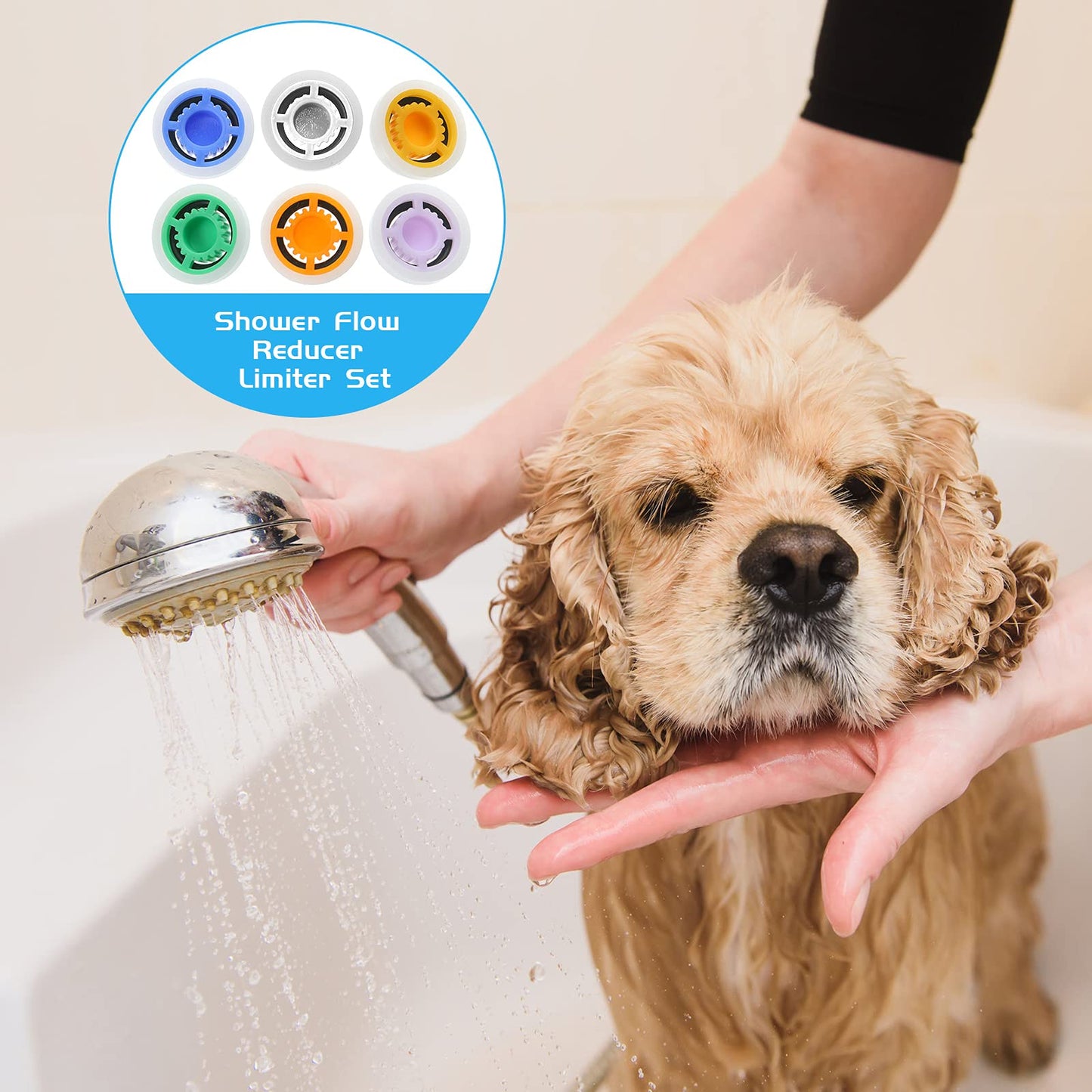 Honoson 7 Pcs Shower Flow Reducer Limiter Set 1/2 Inch Restrictor Control Valve for Fixed Handheld and Shower Head 1.2/1.5/1.8/2/ 2.2/2.5 Gpm