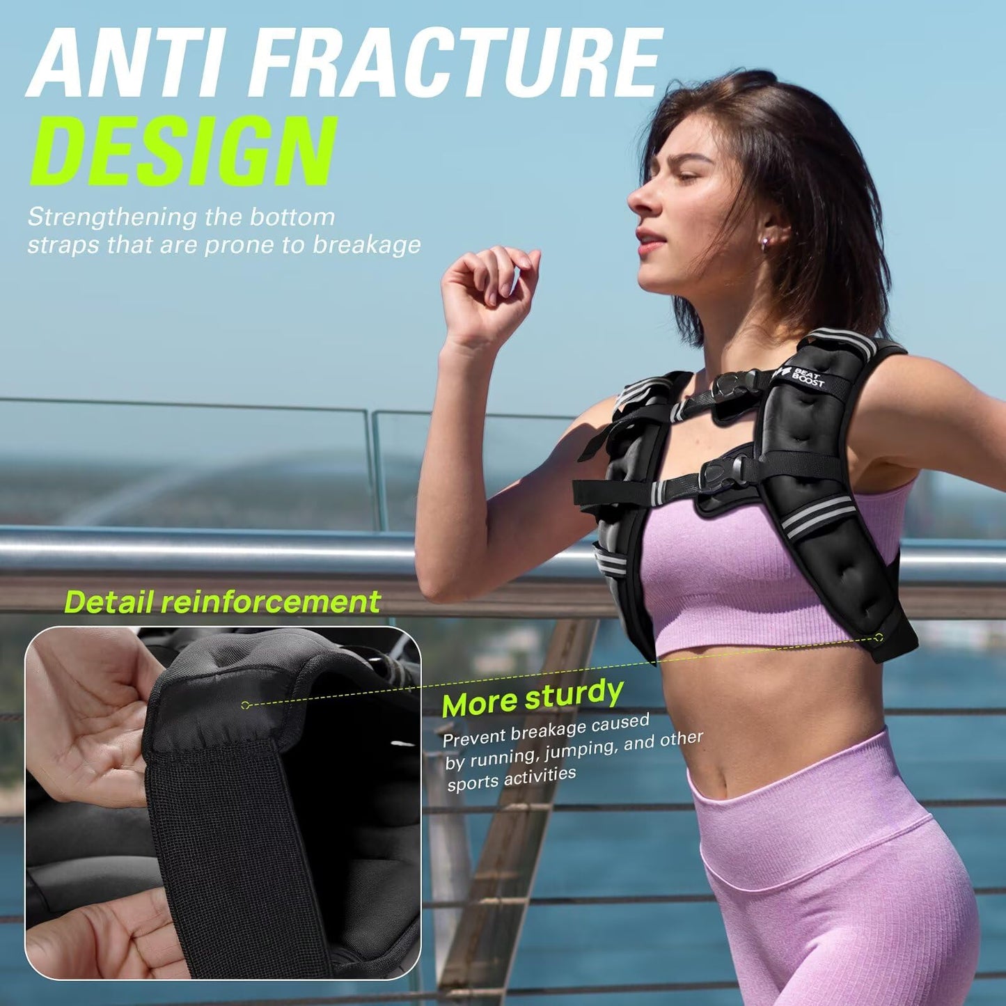 Weighted Vest Woman BeatBoost 25 lb Weight Vest with Ironsand for Walking Strength Training Running Workout Black