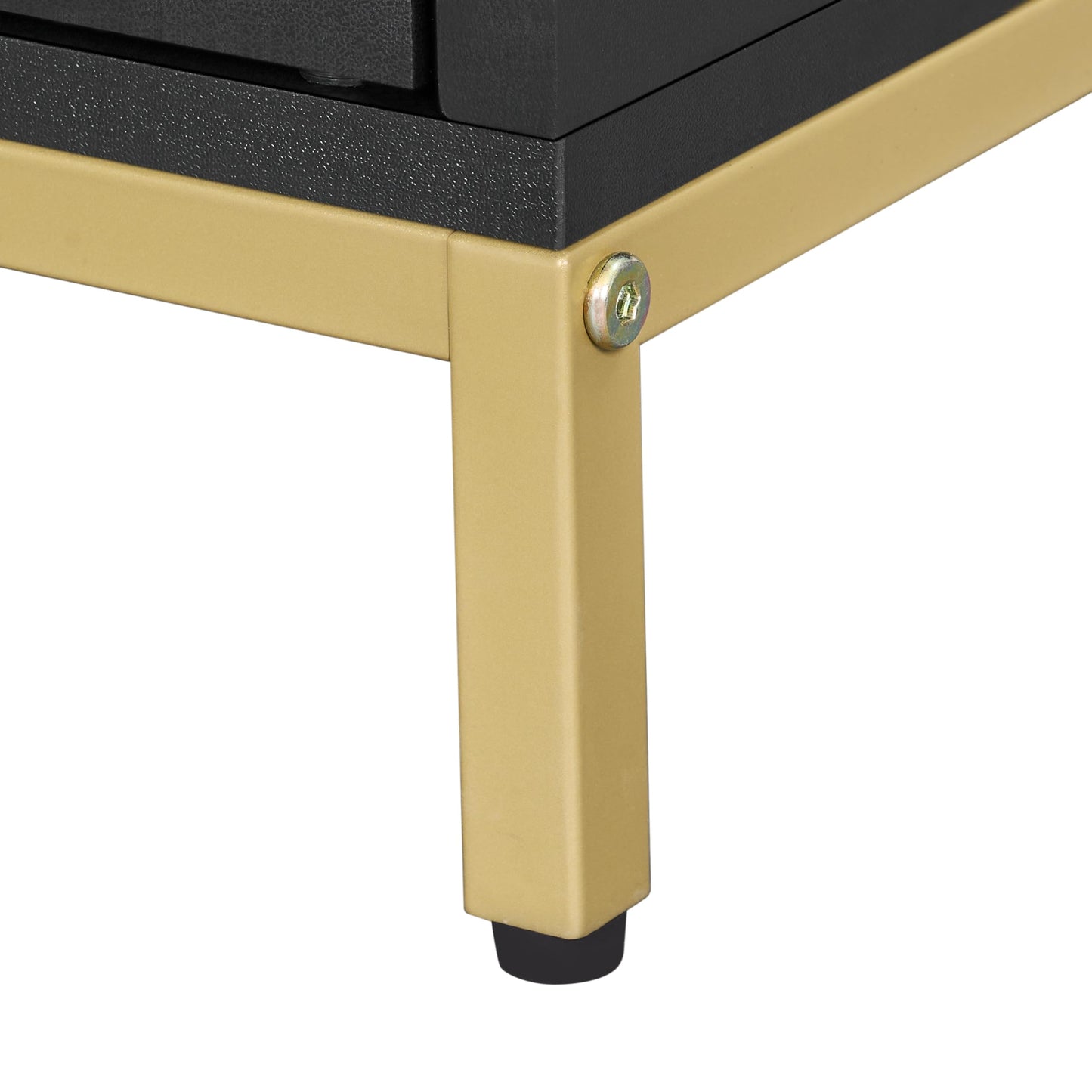 Homhedy Cat Litter Box Enclosure, Cat Washroom Furniture with Metal Frame, Pet House, Fit Most of Litter Box, Modern Style, Black and Gold