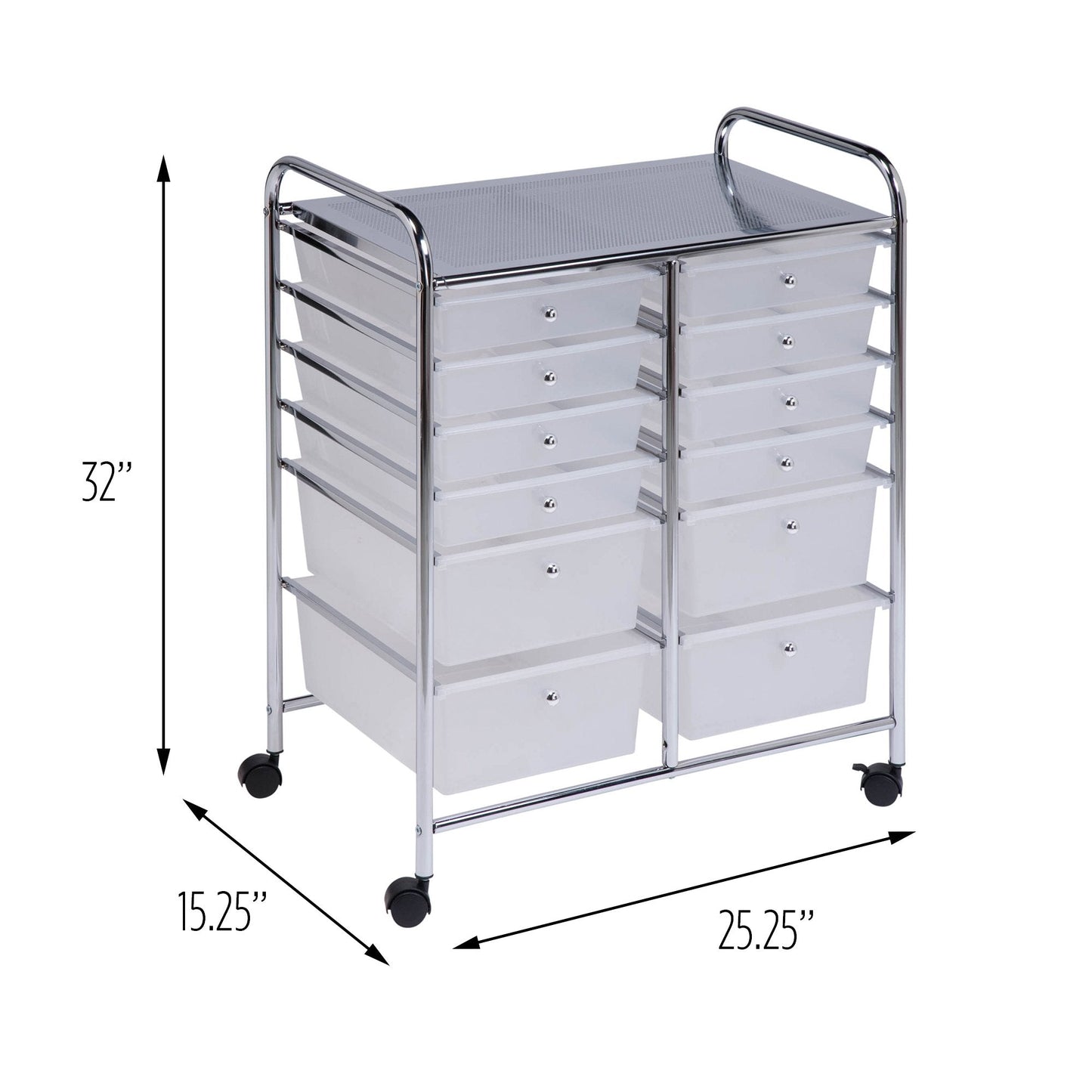 Honey-Can-Do Rolling Storage Cart and Organizer with 12 Plastic Drawers