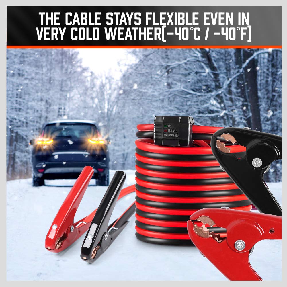 HORUSDY 25FT Jumper Cables, 1-Gauge 800A Heavy Duty Jumper Battery Cables 25 Ft Booster Jump Start, Reverse Polarity Protection - ETL Certified