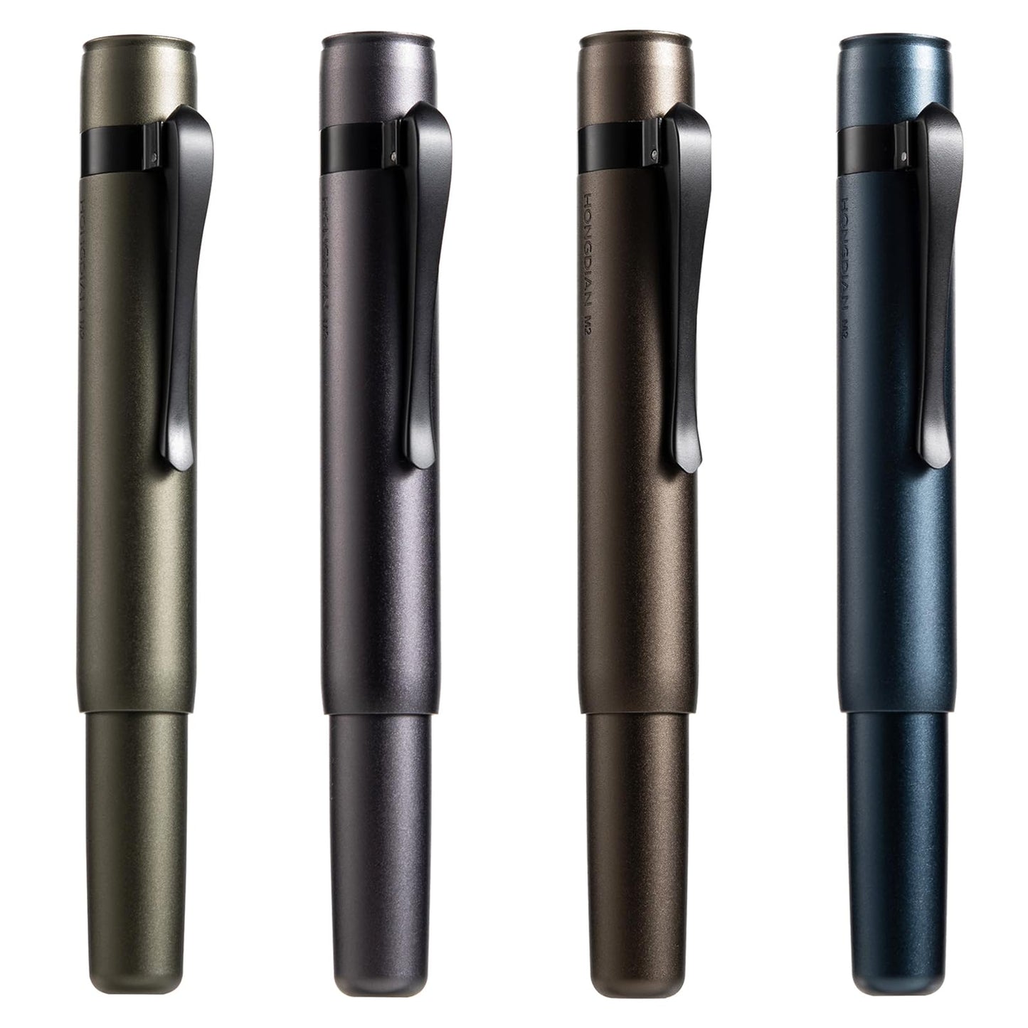 Hongdian M2 Black Forest Mini Fountain Pen, Extra Fine Soft Nib & Sleek Shape Aluminium Short Pocket Travel Pen (Army Green)