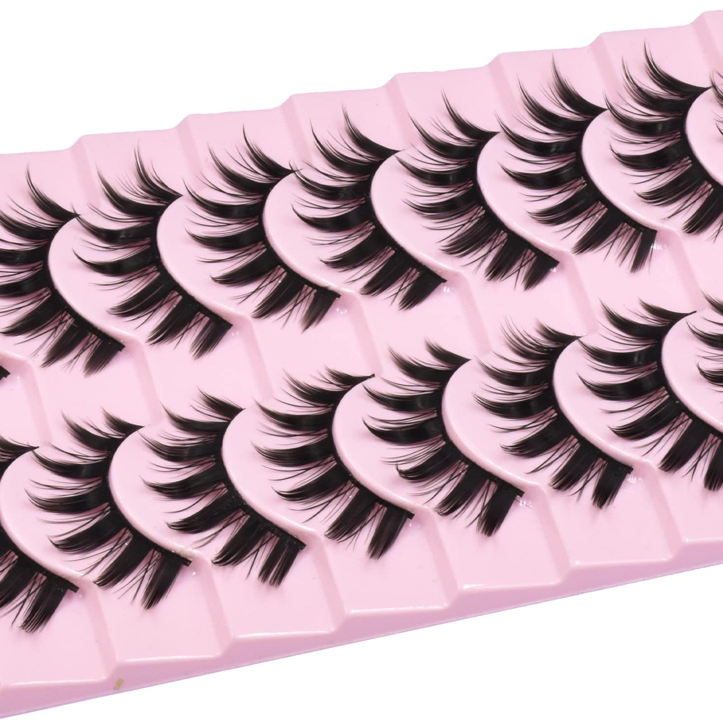 10 Pairs Manga Lashes Anime Cosplay Lashes Spiky Manga Style Lashes Janpanese 16mm Extension Natural Manhua Doll Eye Lashes Halloween/Party Makeup Look by AUGENLI (A3)