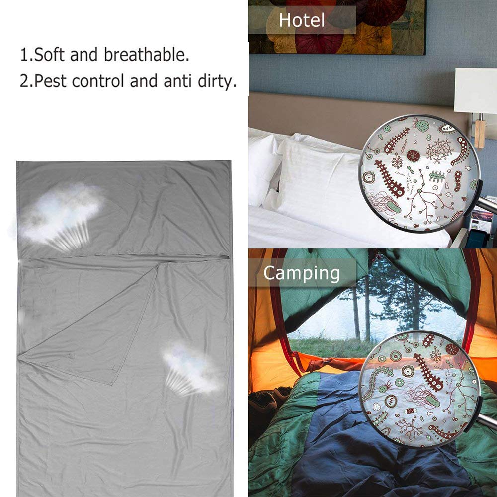 V VILISUN Sleeping Bag Liner, Lightweight Portable, Soft Travel and Camping Sheet, with Compact and Carry Bag, for Travel, Hotel