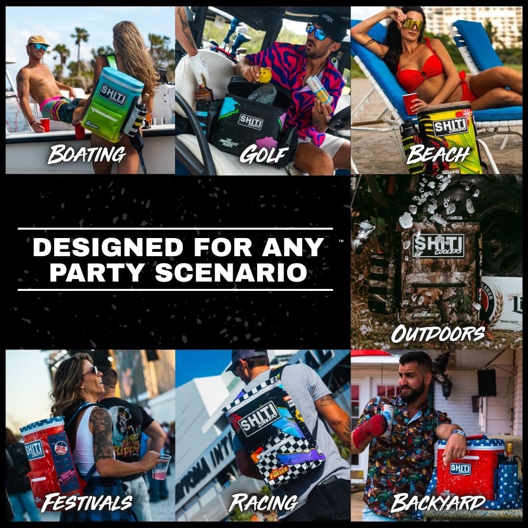 SHITI Coolers Cooler for Camping, Travel, Beach, Soft Lunch Box for Food, Drinks & Ice, Portable, Waterproof 24 Hr Insulated Bag with Shoulder Straps, Customizable (The Dropper, 15 Can Cooler)