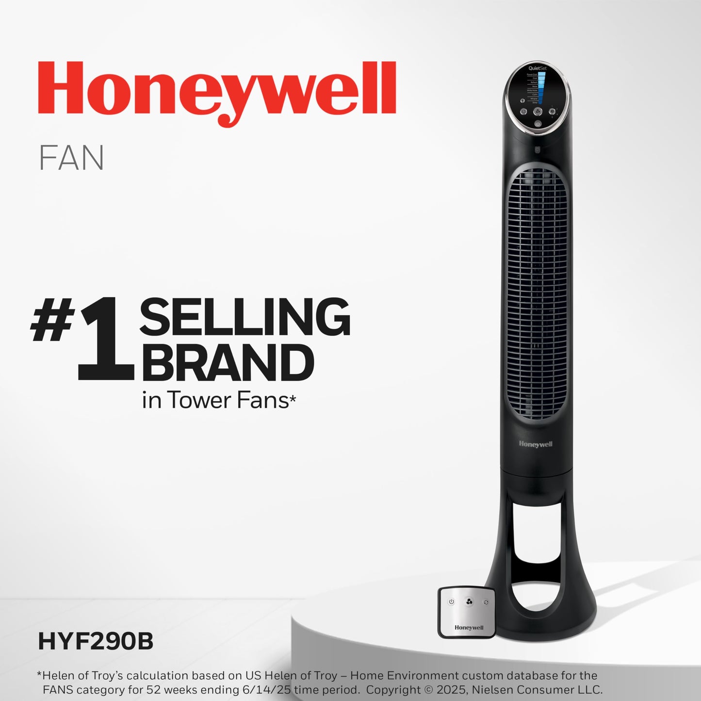 Honeywell QuietSet Whole Room Tower Fan-Black, Oscillating Tower Fan with Remote, HYF290B