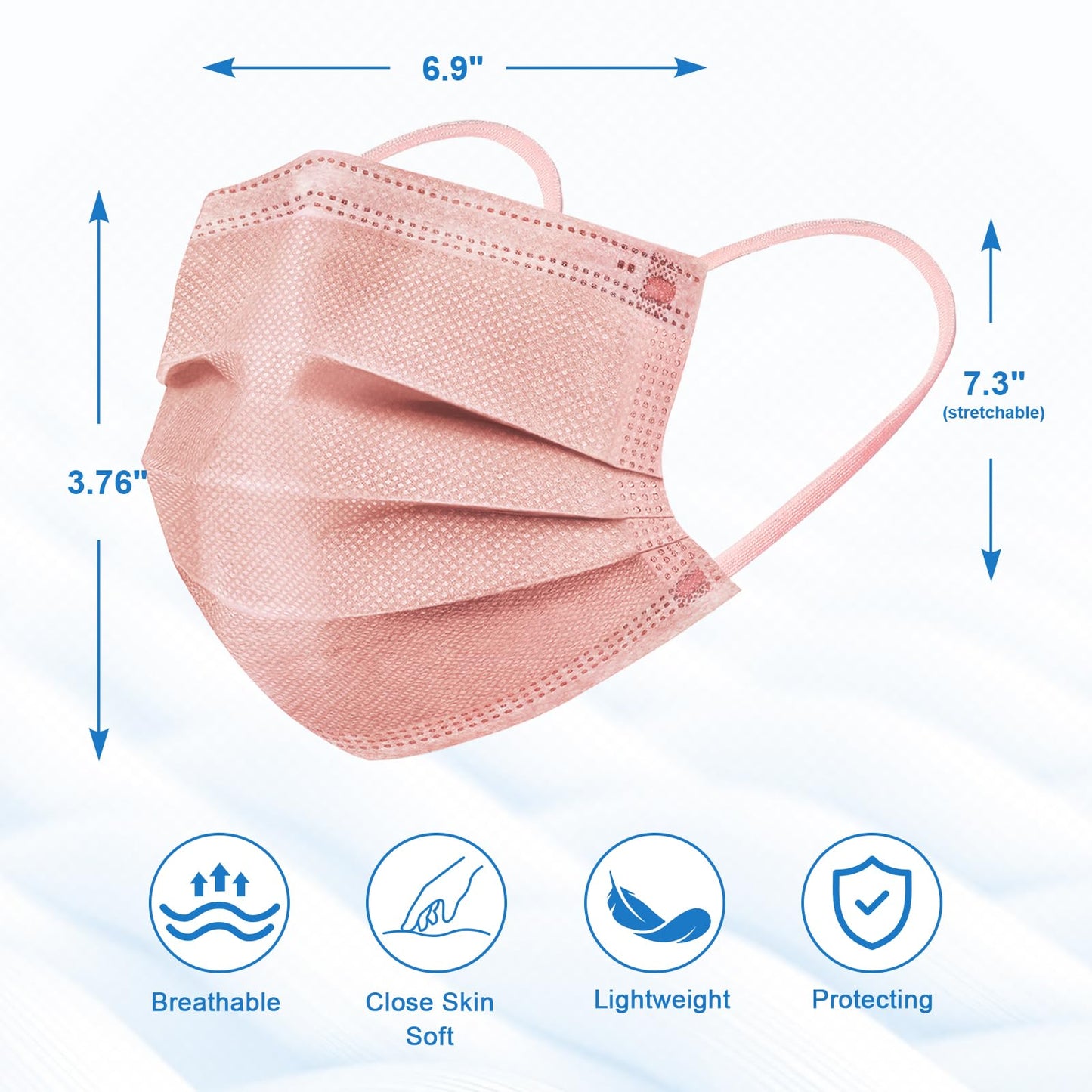 ZIYE 100 Pcs Multicolor Disposable Face Masks, Breathable Non-woven Multicolor Mask Facial Mouth Cover 3 Layer with Nose Clip Elastic Earloop 4Color
