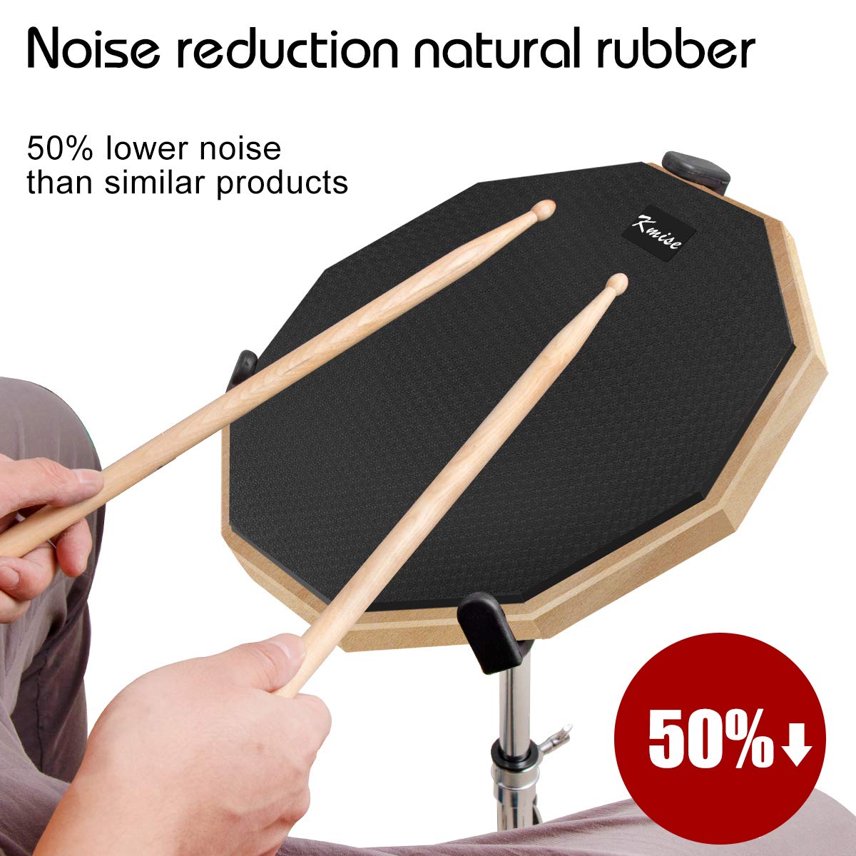 Horse Practice Drum Pad, 12 Inch Double Sided Exercise Drumming Pads Kit Set, Adjustable Height 23-31 Inch Snare Drum Stand Devices, Drum Sticks Drumsticks for Professional Beginner Adult Drummer