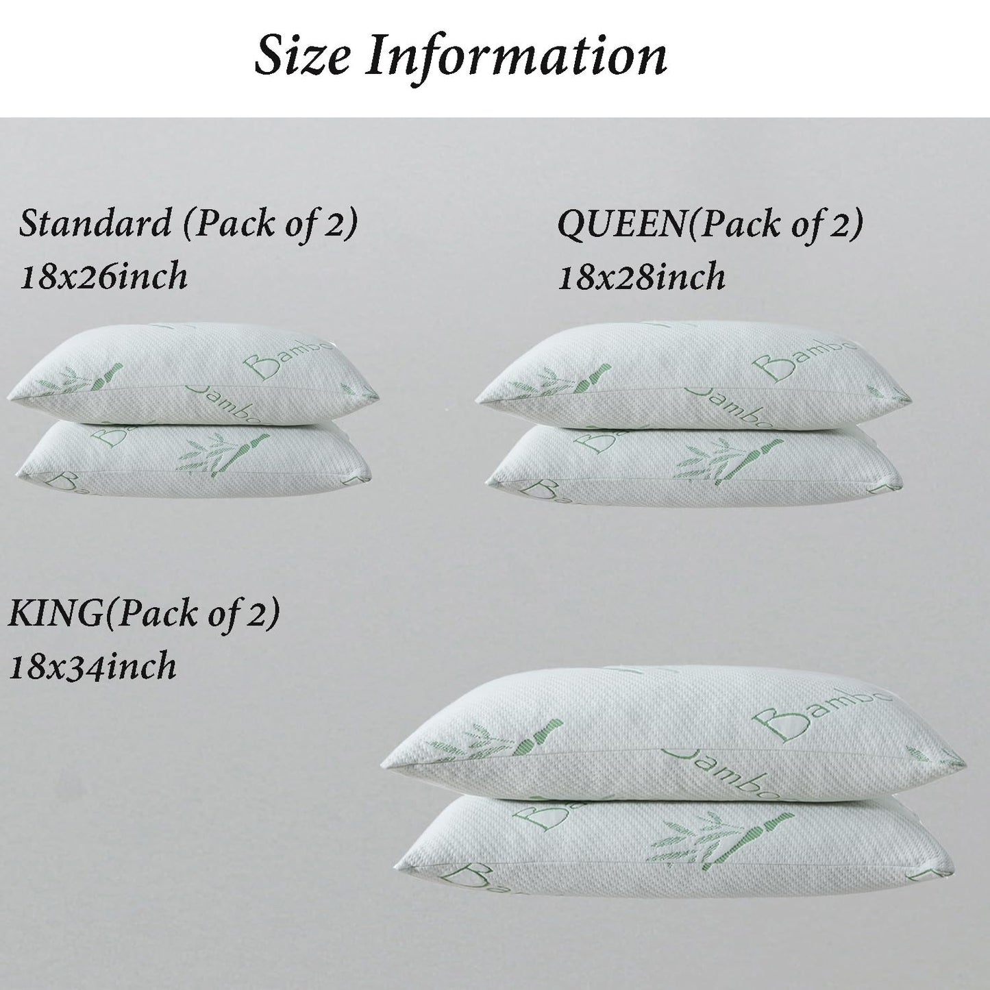HOXXME Shredded Memory Foam Pillows for Sleeping, Cooling Zippered Breathable Memory Foam Bed Pillow 2 Pack, Queen Size Firm Pillow Gel for Neck Support, Hotel Quality Bed Rest Pillow Set of 2