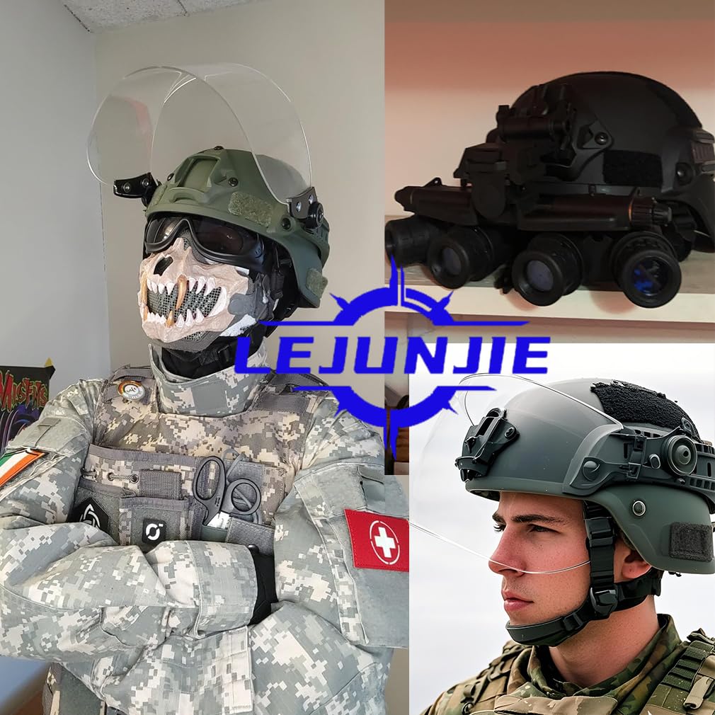 Tactical Fast Helmet with Clear Face Shield Sliding Goggles for Airsoft Paintball CS Games Outdoor Sports.