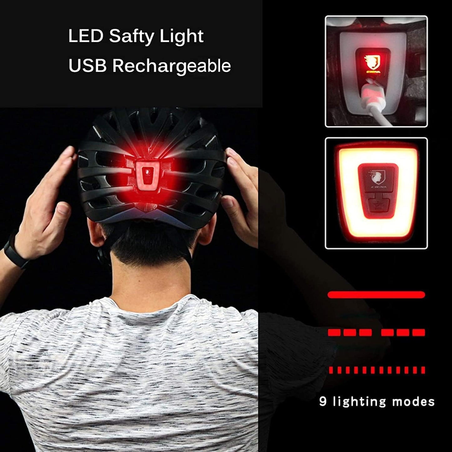 Shinmax Bike Helmet - USB Rechargeable Light & Detachable Magnetic Goggles UV Protective,Bike Helmet Adult Men,Lightweight Adjustable for Adult Men Women Mountain & Road (WT-049)