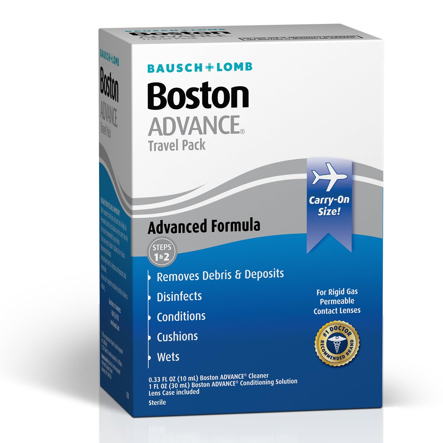 Boston ADVANCE Formula Contact Lens Solution Travel Pack Complete Contact Lens Cleaning and Care Kit for Rigid Gas Permeable Lenses from Bausch + Lomb