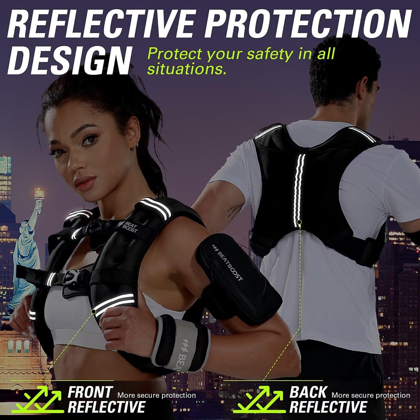 Weighted Vest Woman BeatBoost 25 lb Weight Vest with Ironsand for Walking Strength Training Running Workout Black