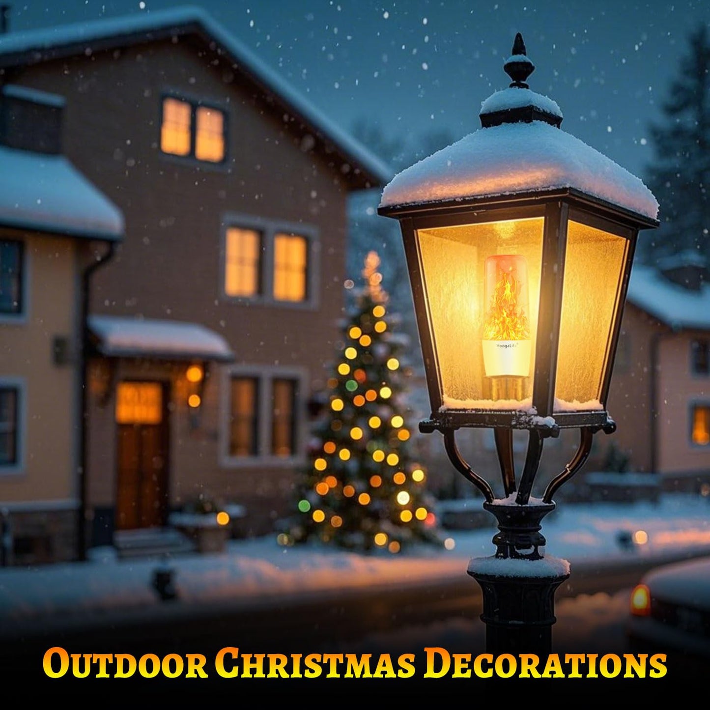 HoogaLife Flame Light Bulbs, E26 Led Flame Light Bulb with Effect of Real Candle Fire Light, 4w Flames Bulbs with Upside Down Effect, for Christmas Halloween Home Party Holiday House Room Porch-4 Pack