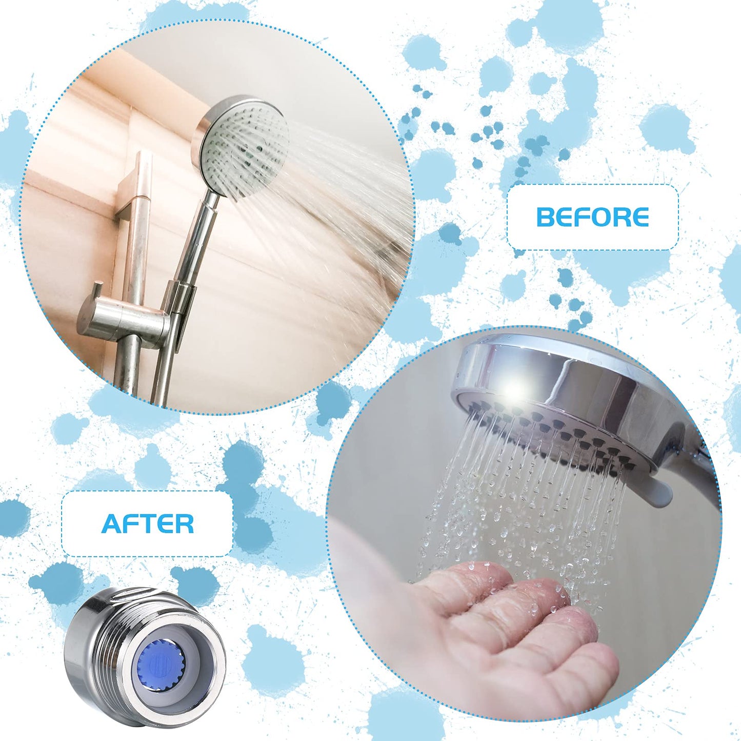Honoson 7 Pcs Shower Flow Reducer Limiter Set 1/2 Inch Restrictor Control Valve for Fixed Handheld and Shower Head 1.2/1.5/1.8/2/ 2.2/2.5 Gpm