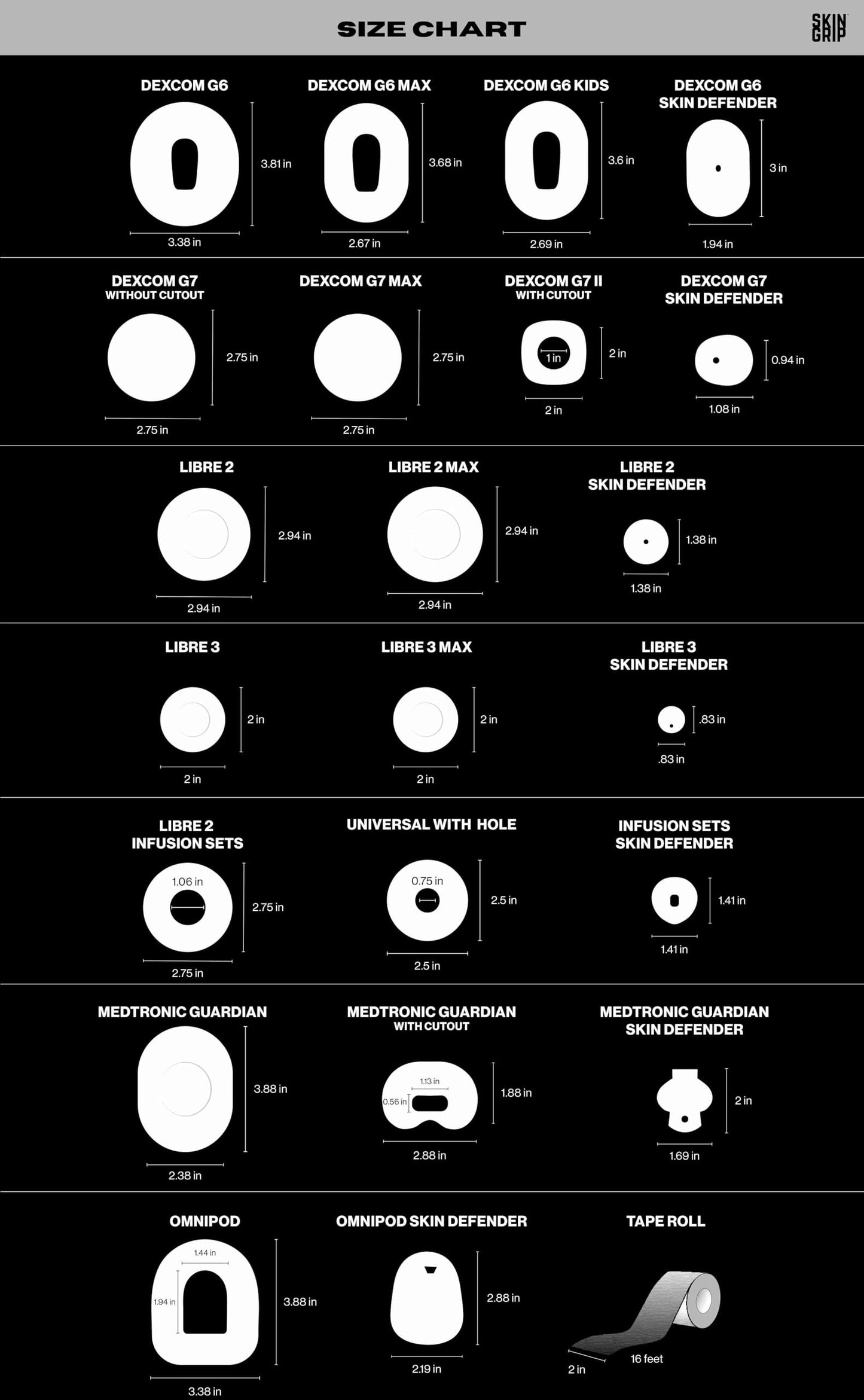 Skin Grip Freestyle Libre 2 Sensor Covers & Lingo CGM – Waterproof and Sweatproof Adhesive for 10-15 Days, Pre-Cut Medical Tape, Continuous Glucose Monitor Patch – 20 Pack, Tan