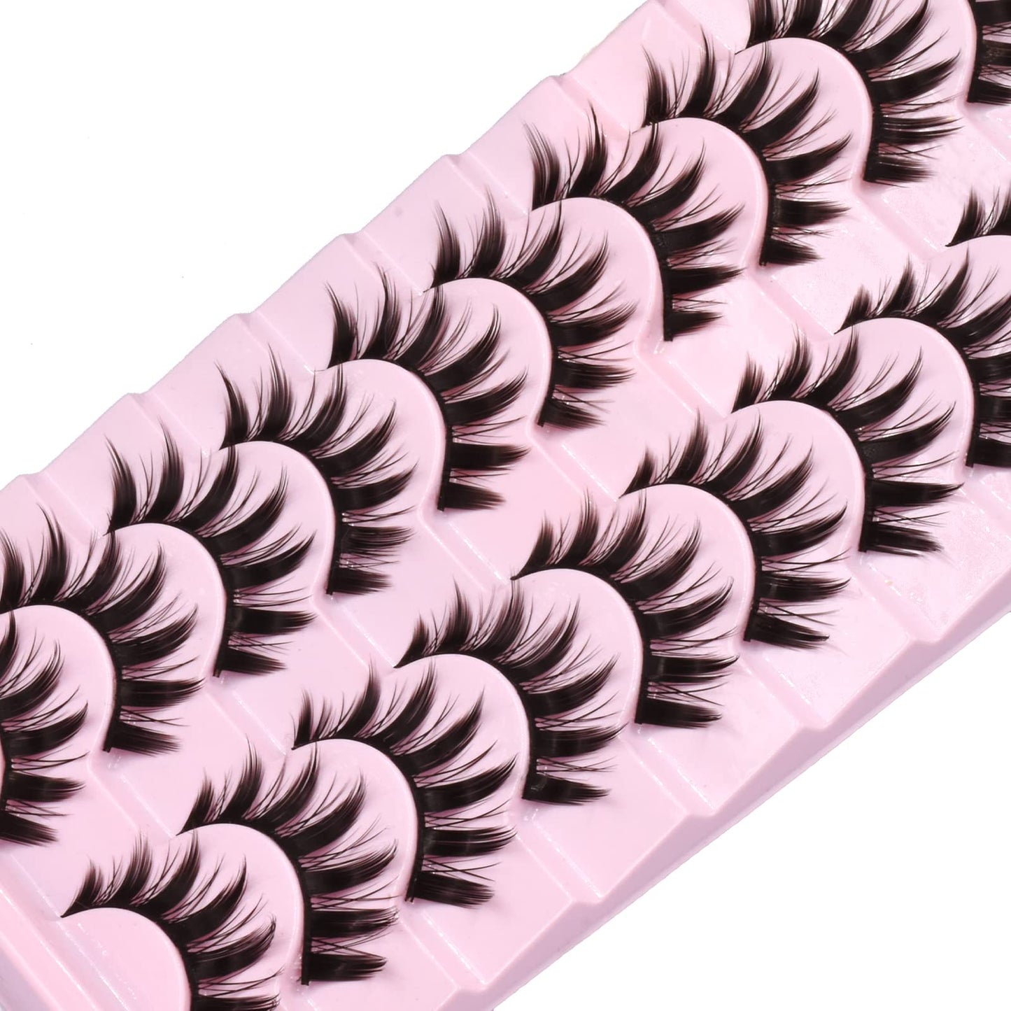 10 Pairs Manga Lashes Anime Cosplay Lashes Spiky Manga Style Lashes Janpanese 16mm Extension Natural Manhua Doll Eye Lashes Halloween/Party Makeup Look by AUGENLI (A3)