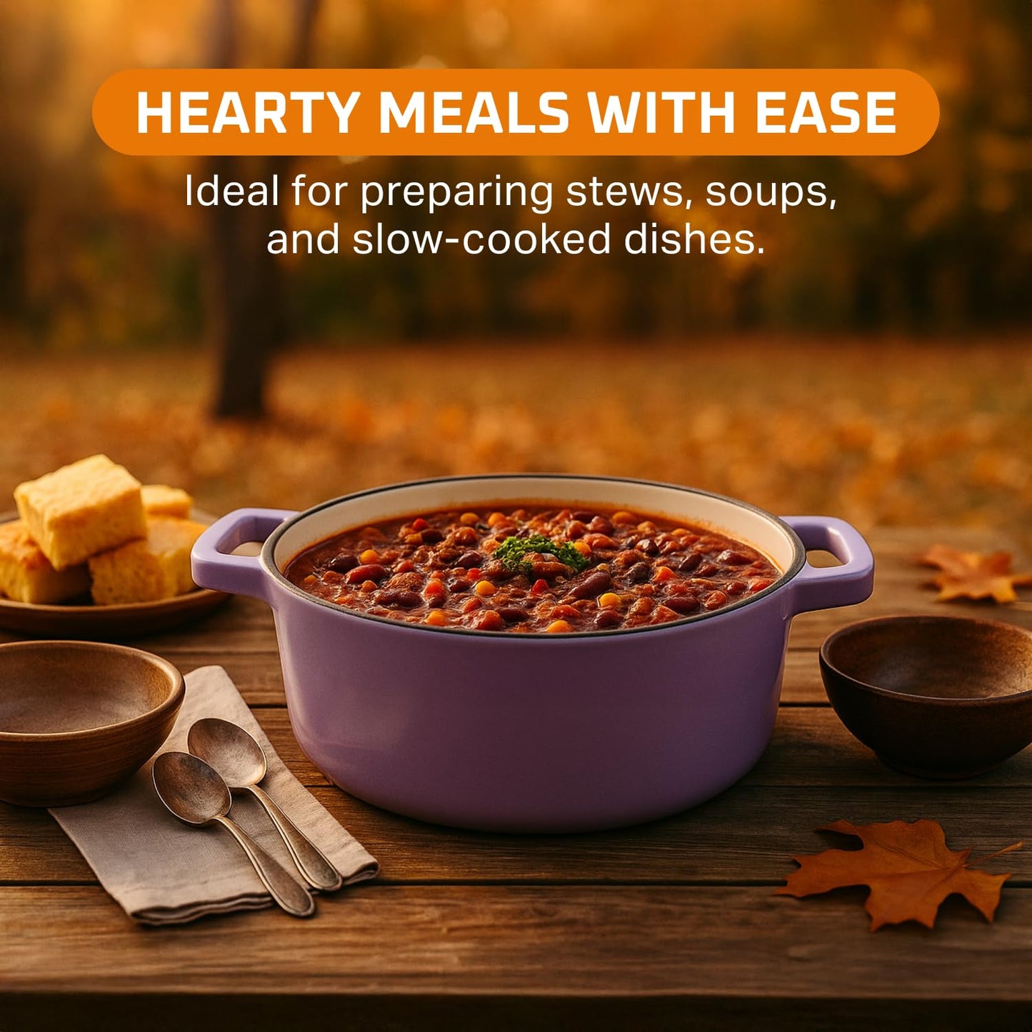 Bruntmor 2-in-1 Enamel Cast Iron Dutch Oven with Handles - Crock Pot Purple Cast Iron Pot with Skillet lid - All-in-One Cookware Braising Pan for Casserole Dish - 5 Quart, Purple