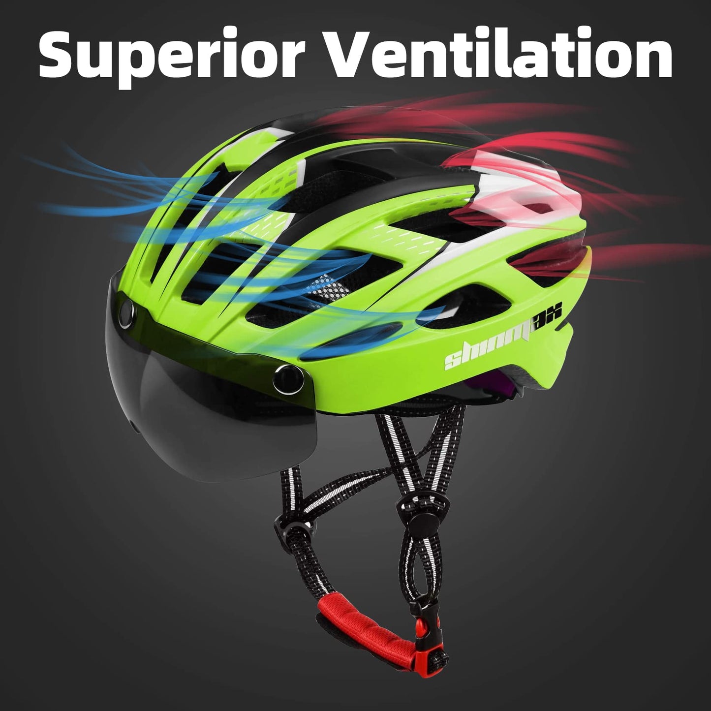 Shinmax Bike Helmet, CPSC/CPC Certificated Bicycle Helmet with Detachable Magnetic Goggles&Led Back Light&Portable Backpack Cycling Helmet Adjustable Mountain Bike Helmet for Adult Men Women SM-T69
