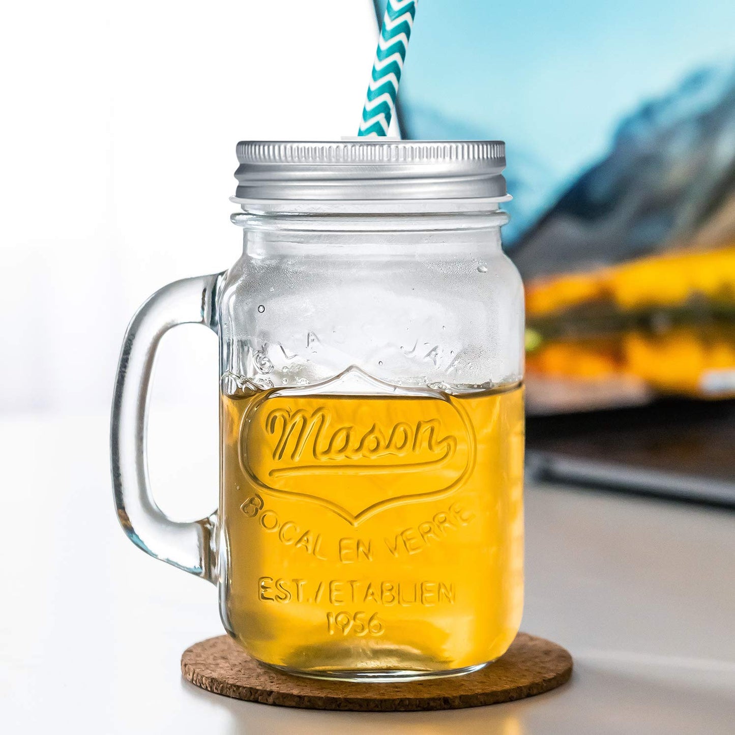 Honoson 20 Pcs Regular Mouth Mason Jar Straw Lids 2.7 Inch Metal Stainless Steel Mason Jar Drinking Lids with Straw Hole Leak Proof for Baby Shower DIY Gift(Silver)
