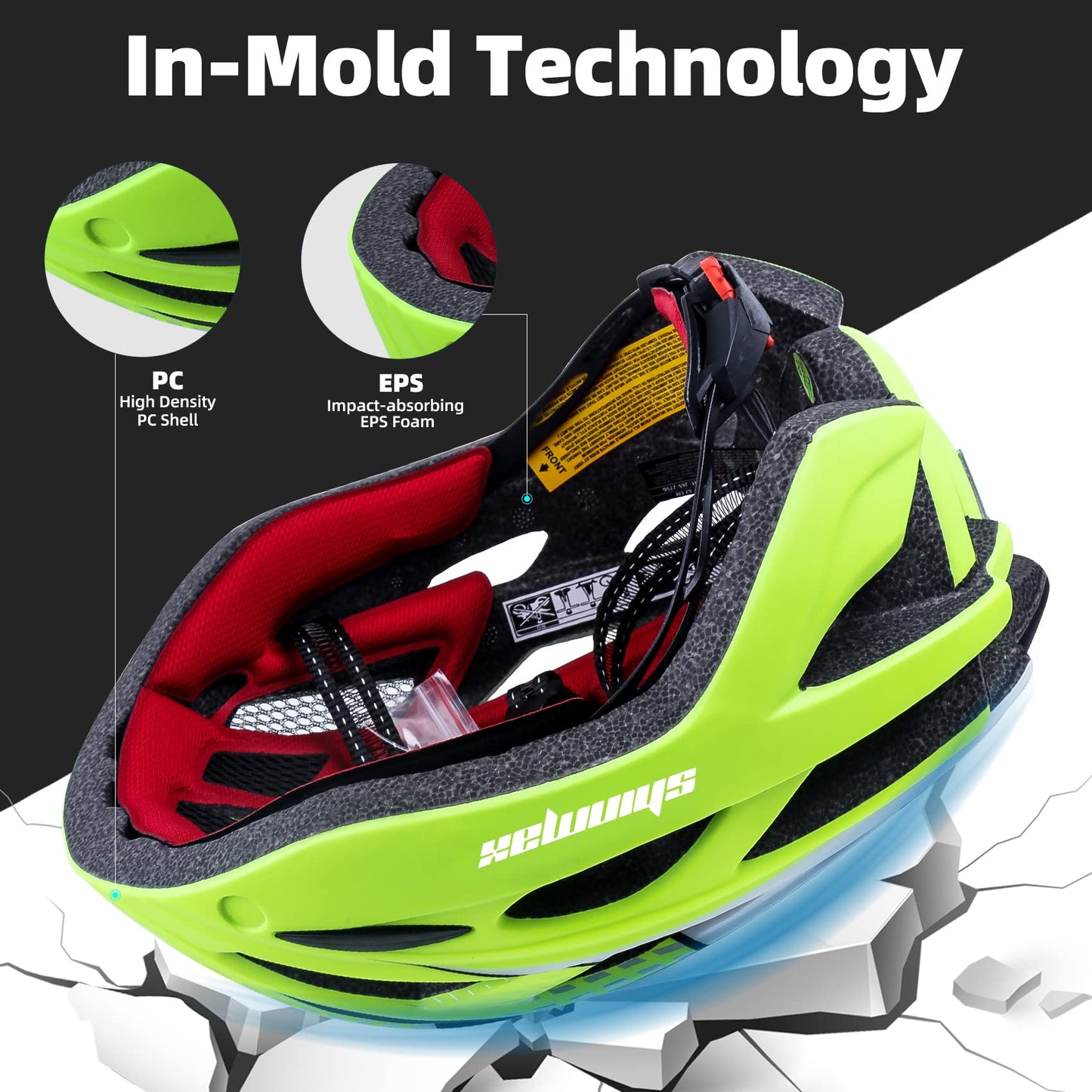 Shinmax Bike Helmet, CPSC/CPC Certificated Bicycle Helmet with Detachable Magnetic Goggles&Led Back Light&Portable Backpack Cycling Helmet Adjustable Mountain Bike Helmet for Adult Men Women SM-T69