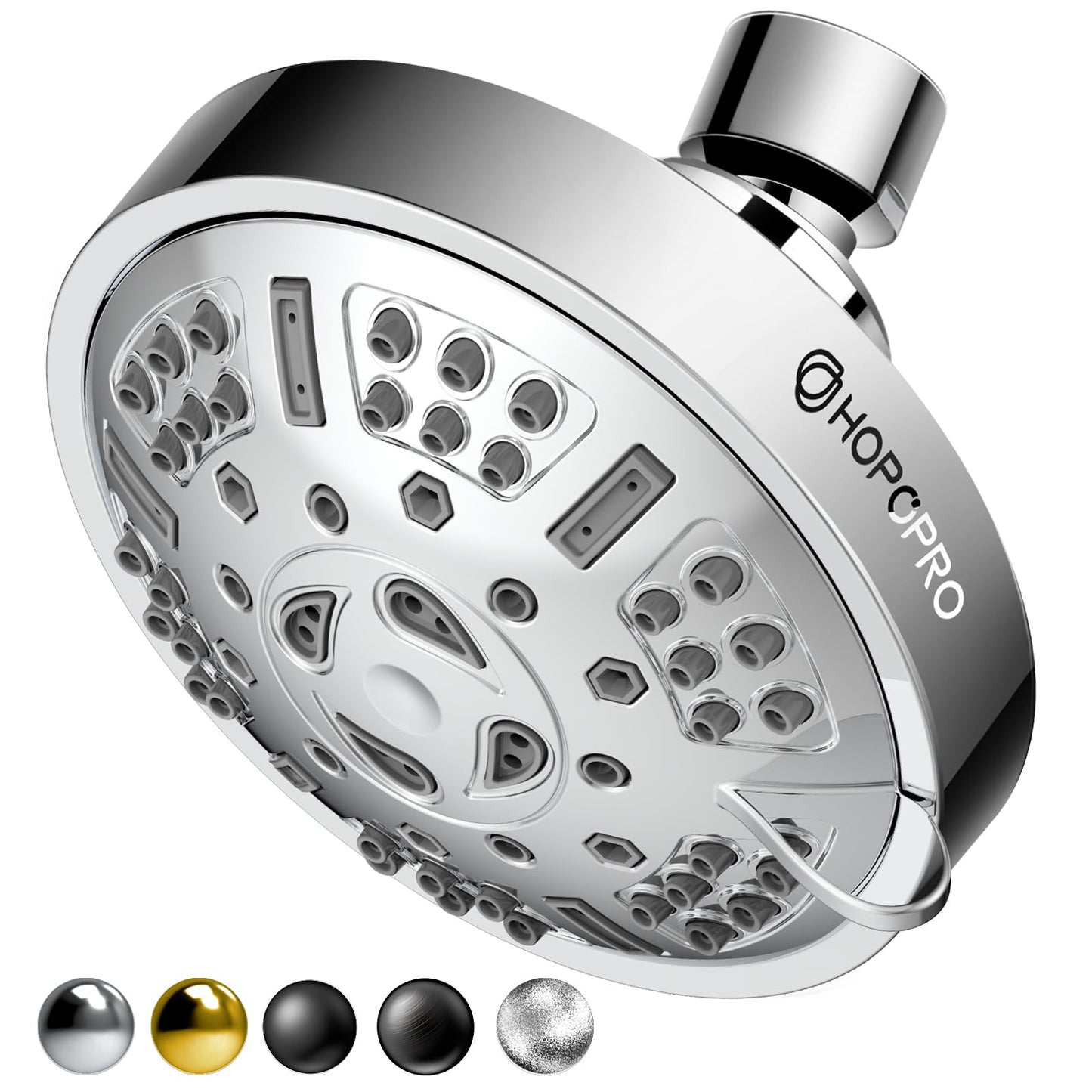 HOPOPRO Upgraded 9 Settings High Pressure Shower Head, NBC News Recommended Brand Fixed Showerhead Adjustable Bathroom Showerhead Multi-functional Rainfall Showerhead for Low Water Flow (Chrome)