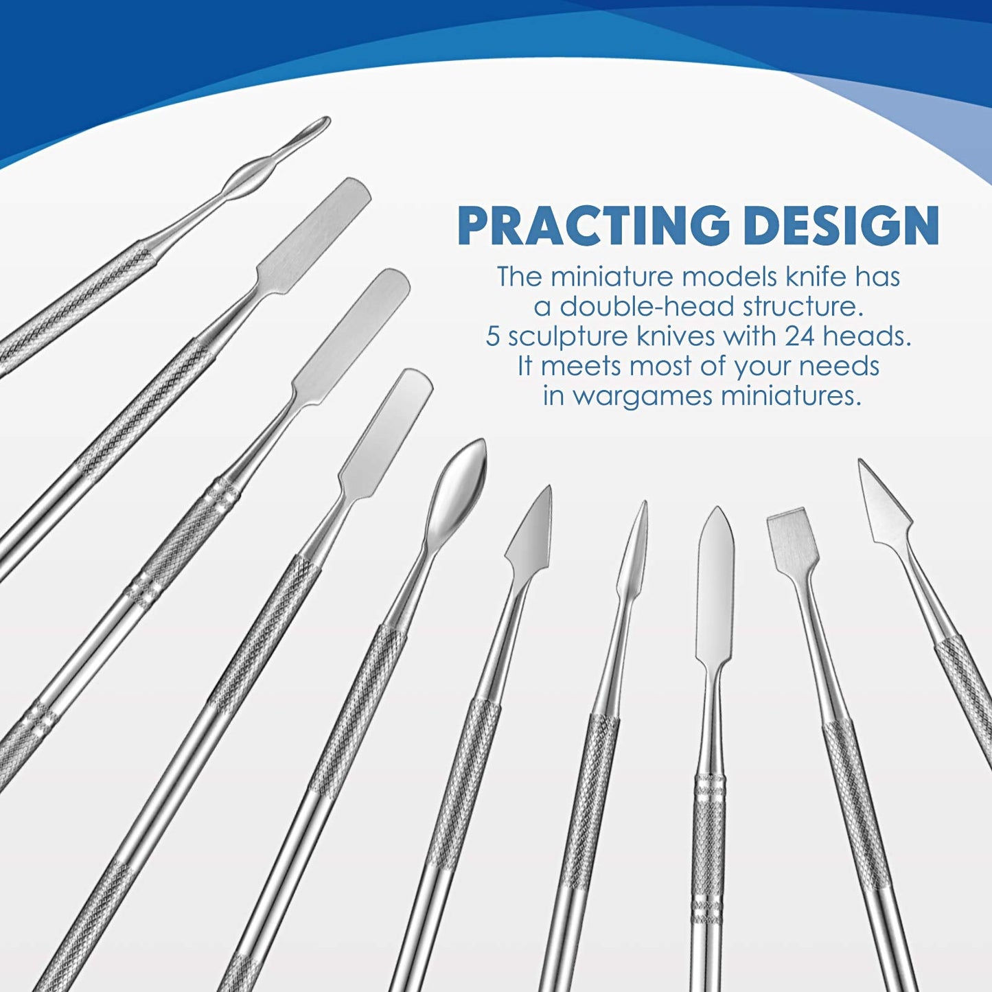 Honoson 5 Pcs Miniature Sculpting Tools Set Mini Stainless Steel Double-Headed Tool for Model and Convert Plastic, Resin and Metal Tabletop War Game Miniatures Models