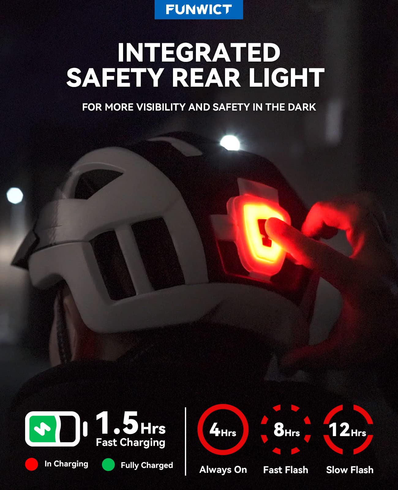 FUNWICT Adult Bike Helmet with Visor and Goggles for Men Women Mountain Road Bicycle Helmet Rechargeable Rear Light Cycling Helmet (L: 57-61 cm (22.4-24 inches), Black)