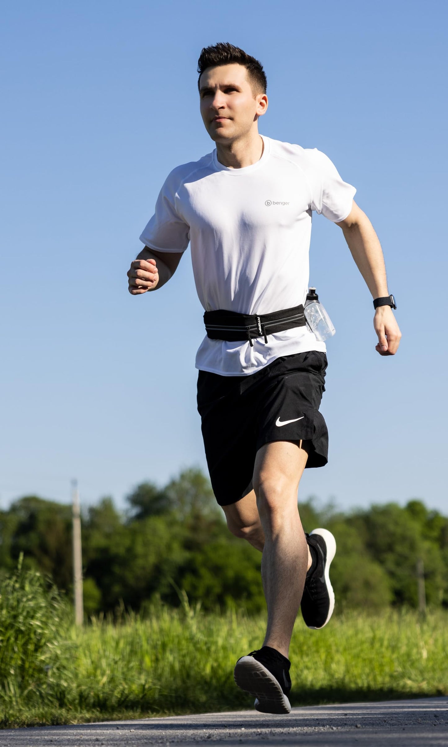 Fitgriff® Running Belt for Men & Women - Secure Jogging Pouch for Phone, Keys & Essentials - For All Cell Phones (Black, 24.5" - 35.5" Waist Size)