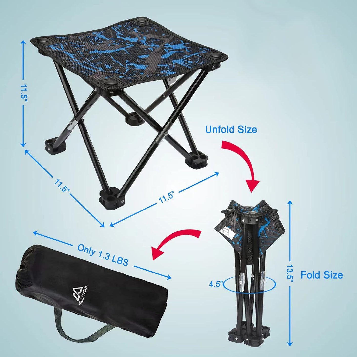 AILLOVCOL Folding Camping Stool Portable Chair Mini Foldable Stool for Adults Fishing Hiking Gardening and Beach with Carry Bag(Camouflage)