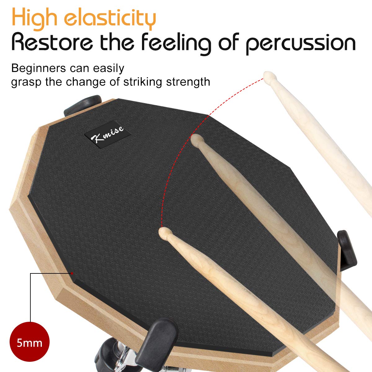 Horse Practice Drum Pad, 12 Inch Double Sided Exercise Drumming Pads Kit Set, Adjustable Height 23-31 Inch Snare Drum Stand Devices, Drum Sticks Drumsticks for Professional Beginner Adult Drummer