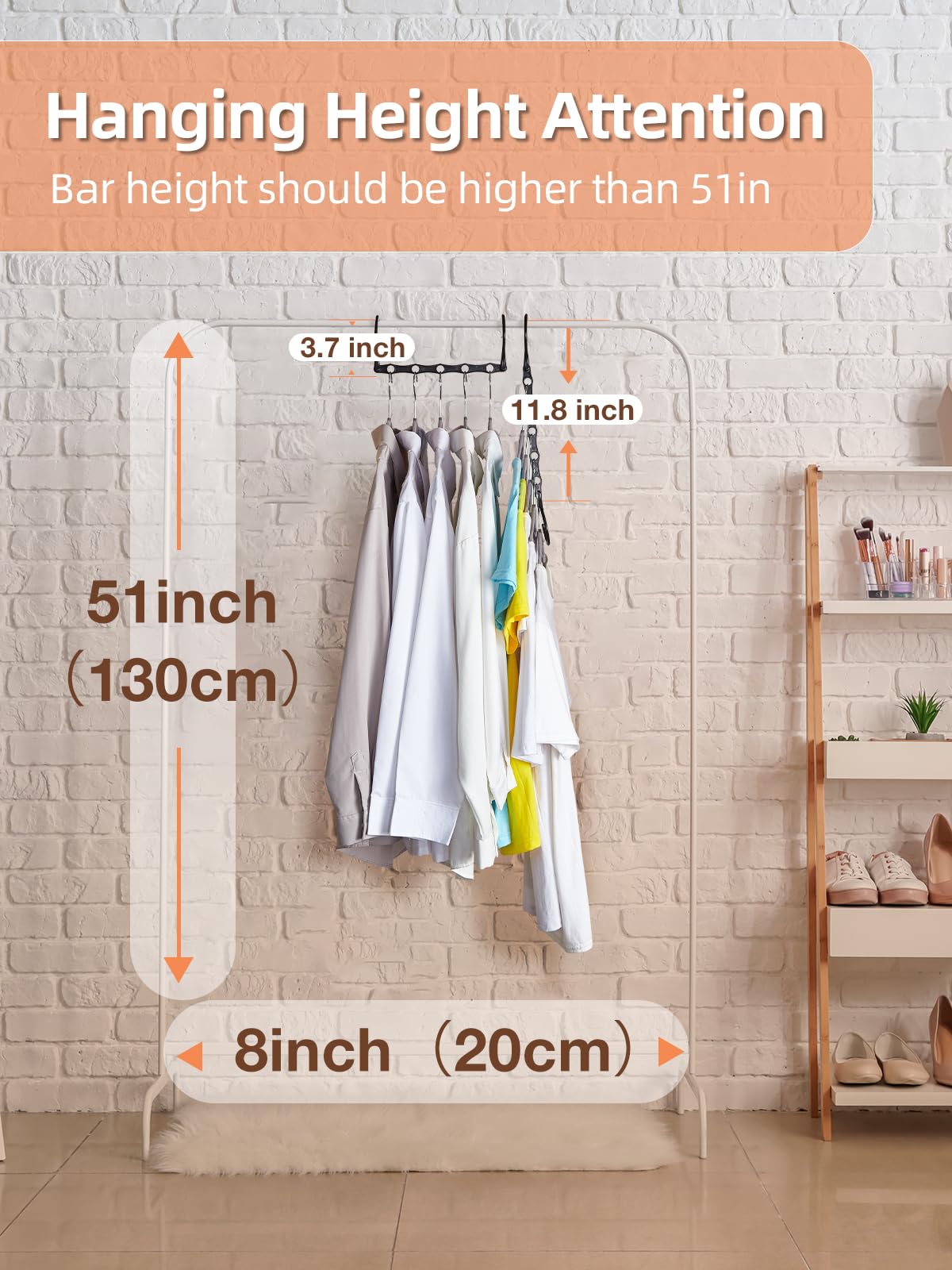 HOUSE DAY Black Magic Space Saving Hangers 10 Pack, Premium Smart Hanger Hooks, Sturdy Cascading Hangers with 5 Holes for Heavy Clothes, Closet Organizers and Storage, College Dorm Room Essentials