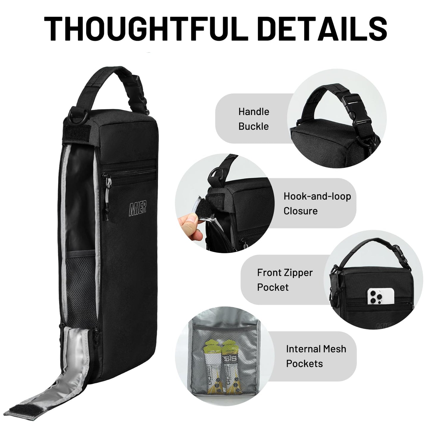 MIER Golf Cooler Bag Insulated Soft Cooler Bag Golf Accessories for Men 9 Cans Portable Beer Cooler Sleeve for Picnic Beach Outdoor Activities, Black