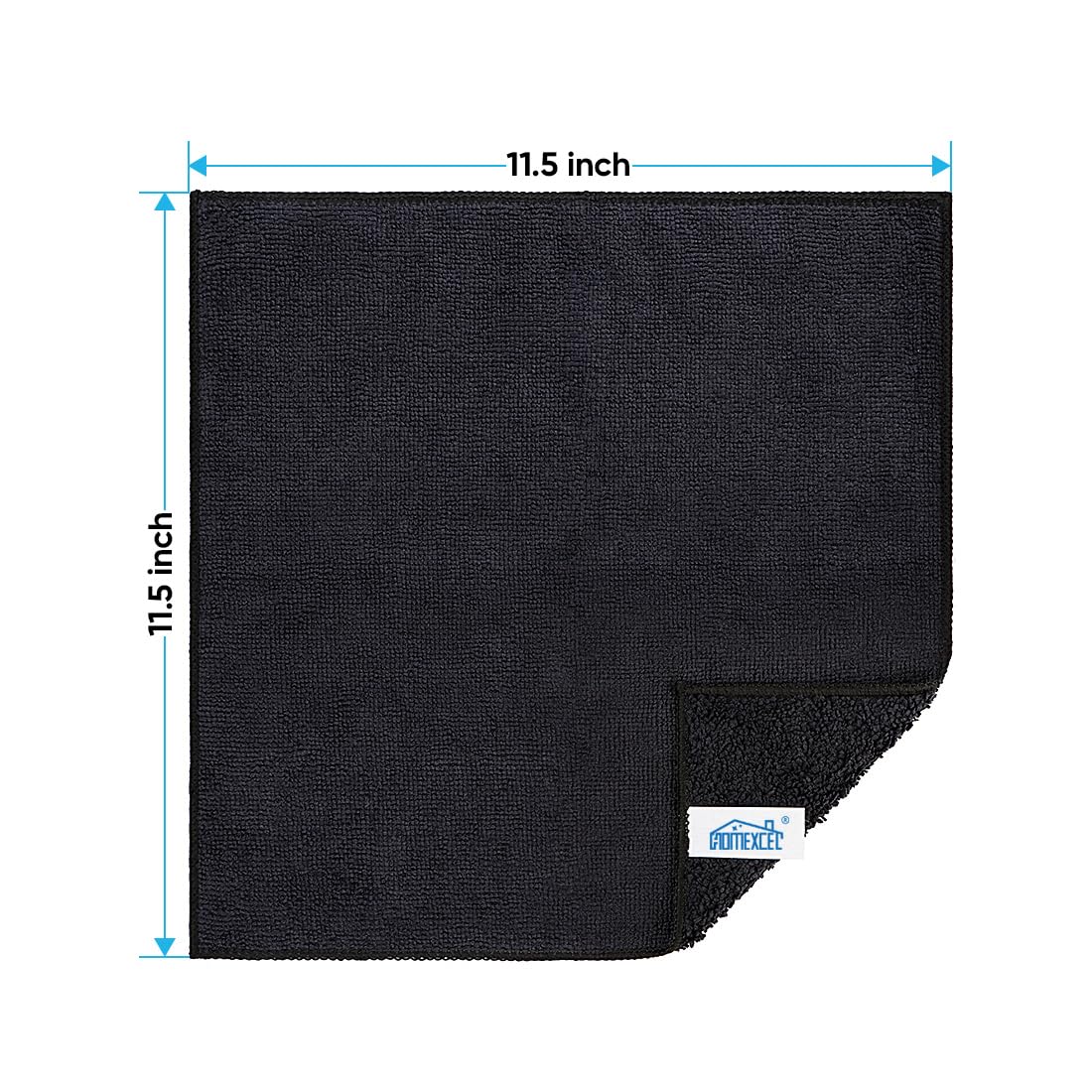 HOMEXCEL Black Microfiber Cleaning Cloth, 12 Pack Premium Microfiber Towels for Cars, Lint Free, Scratch-Free, Highly Absorbent, Reusable Cleaning Rags for Car, Household, Kitchen, Window, 11.5"X11.5"